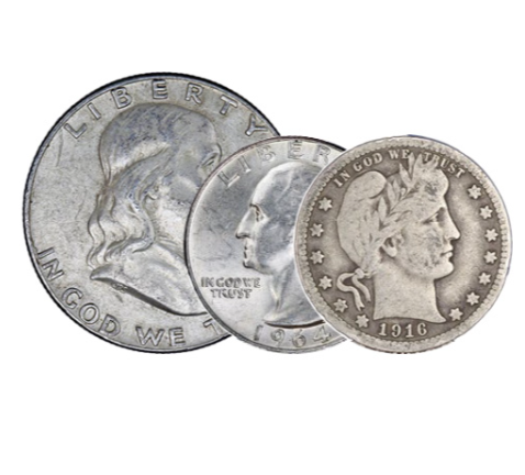 90% Silver Coins ($1 FV, Circulated, Dimes, and/or Quarters and/or Halves)